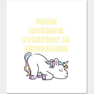 Funny Exhausted Unicorn Posters and Art